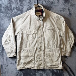 Vintage Eddie Bauer Coat Long Sleeve Chore Wool Lined Beige Outdoor Gear